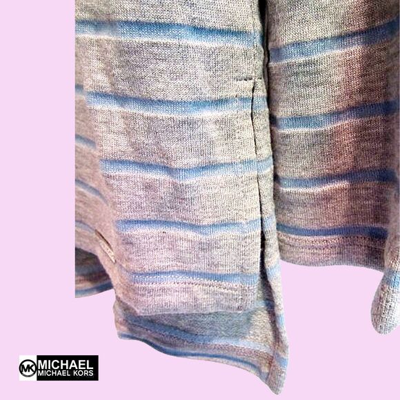 MICHAEL Michael Kors NEW Skater CHAMBRAY BLUE Stripe Drawstring Hoodie L - Picture 6 of 12